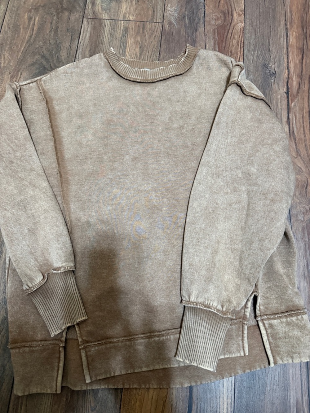 Zenana Outfitters Washed Taupe Crewneck Sweatshirt